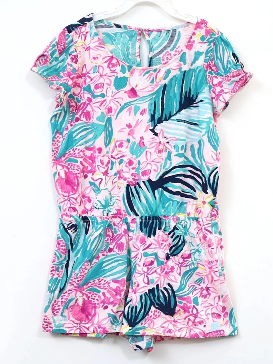 Lilly Pulitzer Other - Lilly Pulitzer Pink & Teal Floral Short Sleeve Romper